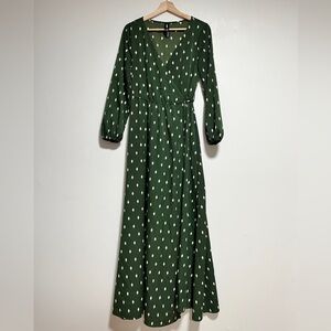Agnes & Dora Green Diamond Print Faux Wrap Maxi Dress - Size S